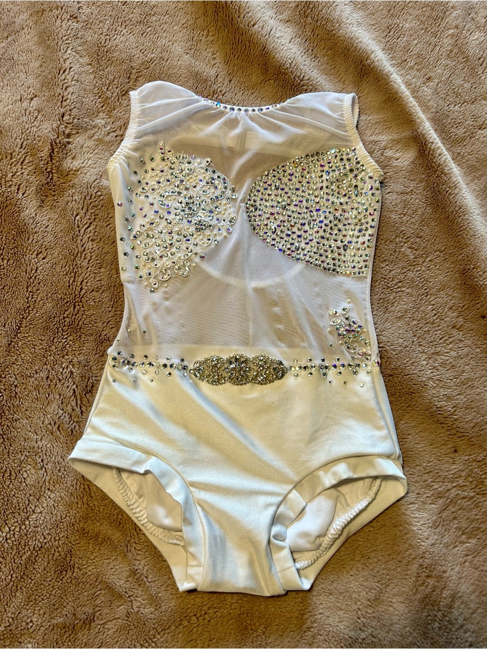 Girls White Embellished One-Piece Costume